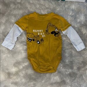 Carter's Mustard and White Construction Bodysuit